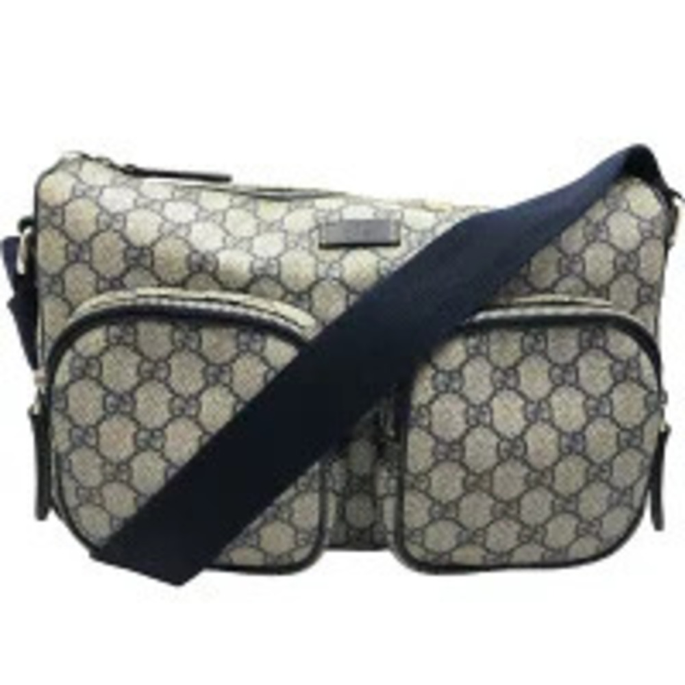 Gucci Crossbody GG Blue Shoulder Bag Logo Supreme Beige Navy Canvas - Picture 2 of 13